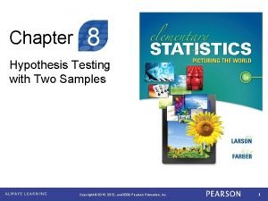 Chapter 8 Hypothesis Testing with Two Samples Copyright