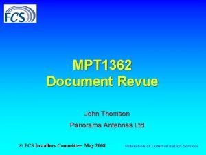 MPT 1362 Document Revue John Thomson Panorama Antennas