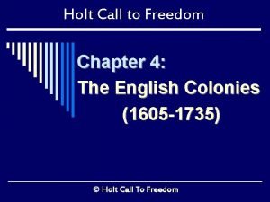 Holt call to freedom