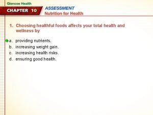 Lesson 25 choosing healthful foods