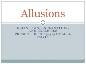 Allusions examples