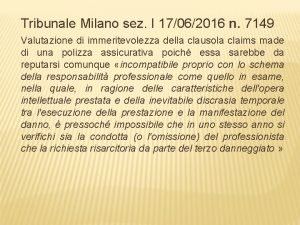 Tribunale Milano sez I 17062016 n 7149 Valutazione