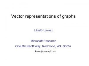 Vector representations of graphs Lszl Lovsz Microsoft Research