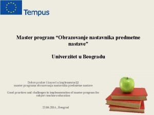 Master program Obrazovanje nastavnika predmetne nastave Univerzitet u