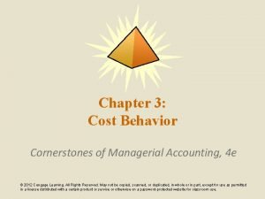 Chapter 3 Cost Behavior Cornerstones of Managerial Accounting