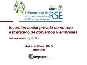 Inversin social privada como reto estratgico de gobiernos