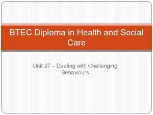 BTEC Diploma in Health and Social Care Unit