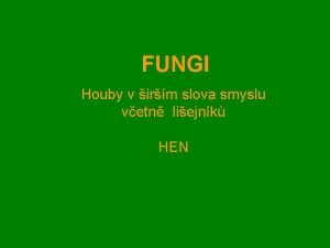 FUNGI Houby v irm slova smyslu vetn liejnk