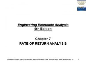 Engineering Economic Analysis 9 th Edition Chapter 7
