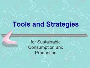 Tools and Strategies for Sustainable Consumption and Production