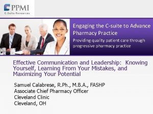 Engaging the Csuite to Advance Pharmacy Practice Providing