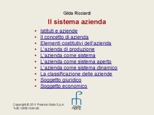Gilda Ricciardi Il sistema azienda Istituti e aziende