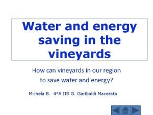 Water and energy saving in the vineyards How