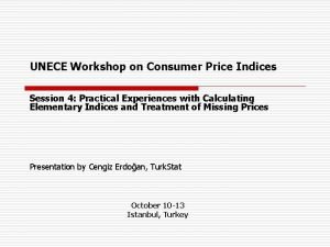 UNECE Workshop on Consumer Price Indices Session 4