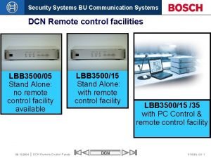 Security Systems BU Communication Systems DCN Remote control