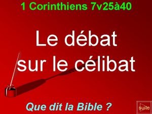 1 Corinthiens 7 v 25 40 Le dbat