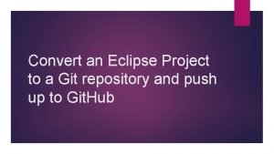 Eclipse project to github