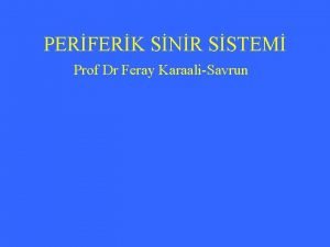 PERFERK SNR SSTEM Prof Dr Feray KaraaliSavrun Periferik