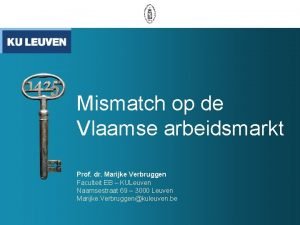 Mismatch op de Vlaamse arbeidsmarkt Prof dr Marijke