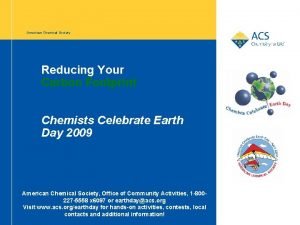 American Chemical Society Reducing Your Carbon Footprint Chemists