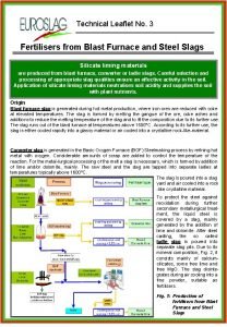 Technical Leaflet No 3 Fertilisers from Blast Furnace