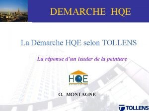 DEMARCHEGrandTitre HQE La Dmarche HQE selon TOLLENS La