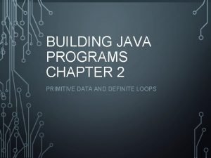 BUILDING JAVA PROGRAMS CHAPTER 2 PRIMITIVE DATA AND