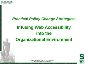Practical Policy Change Strategies Infusing Web Accessibility into