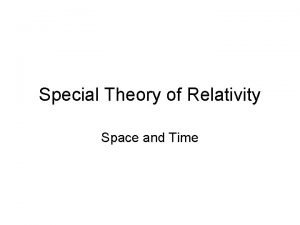 Special Theory of Relativity Space and Time Inertial