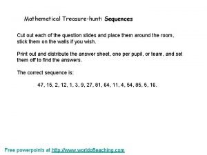 Example of mathematical treasure hunt