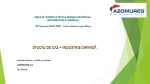 SEMINAR DIRECTIVA PRIVIND EMISIILE INDUSTRIALE IMPLEMENTARE N ROM