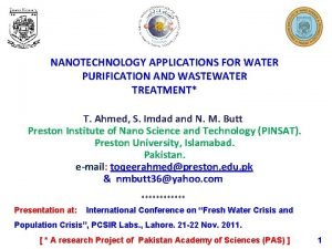 Objective of water purification