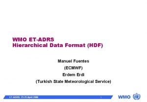 WMO ETADRS Hierarchical Data Format HDF Manuel Fuentes