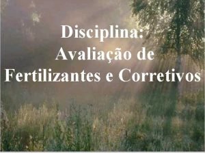 Disciplina Avaliao de Fertilizantes e Corretivos Contedo programtico