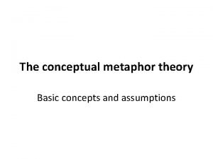 The conceptual metaphor theory Basic concepts and assumptions