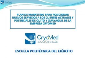 PLAN DE MARKETING PARA POSICIONAR NUEVOS SERVICIOS A