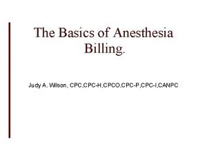 Anesthesia billing basics