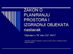 Zakon o planiranju prostora i izgradnji objekata