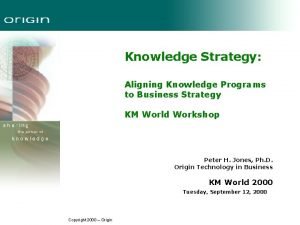 Knowledge Strategy Aligning Knowledge Programs to Business Strategy
