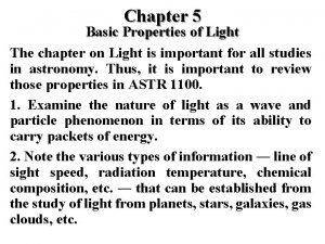 Basic properties of light