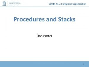COMP 411 Computer Organization Procedures and Stacks Don