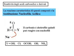 Scala reattività derivati acidi carbossilici