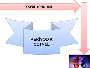 7 SINIF KONULARI PERYODK CETVEL PERYODK CETVEL Elementler