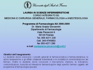 LAUREA IN SCIENZE INFERMIERISTICHE CORSO INTEGRATO B 3