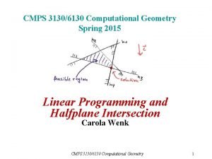 CMPS 31306130 Computational Geometry Spring 2015 Linear Programming