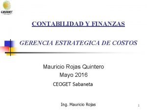 CONTABILIDAD Y FINANZAS GERENCIA ESTRATEGICA DE COSTOS Mauricio