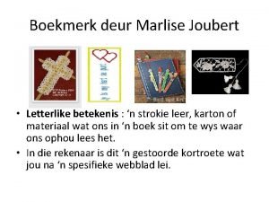 Boekmerk marlise joubert