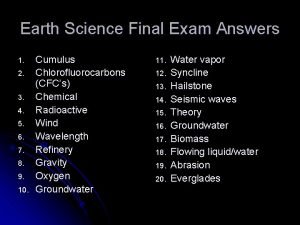 Earth science final exam answers