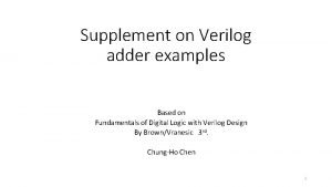 Supplement on Verilog adder examples Based on Fundamentals
