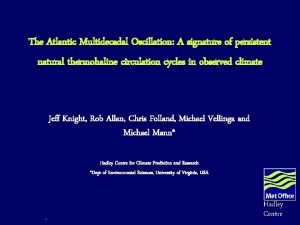 The Atlantic Multidecadal Oscillation A signature of persistent